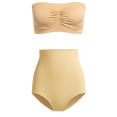 Munns & Mars Bundle of Seamless Non-Padded Tube Bra-Beige And Tummy Tucking Panty-Beige